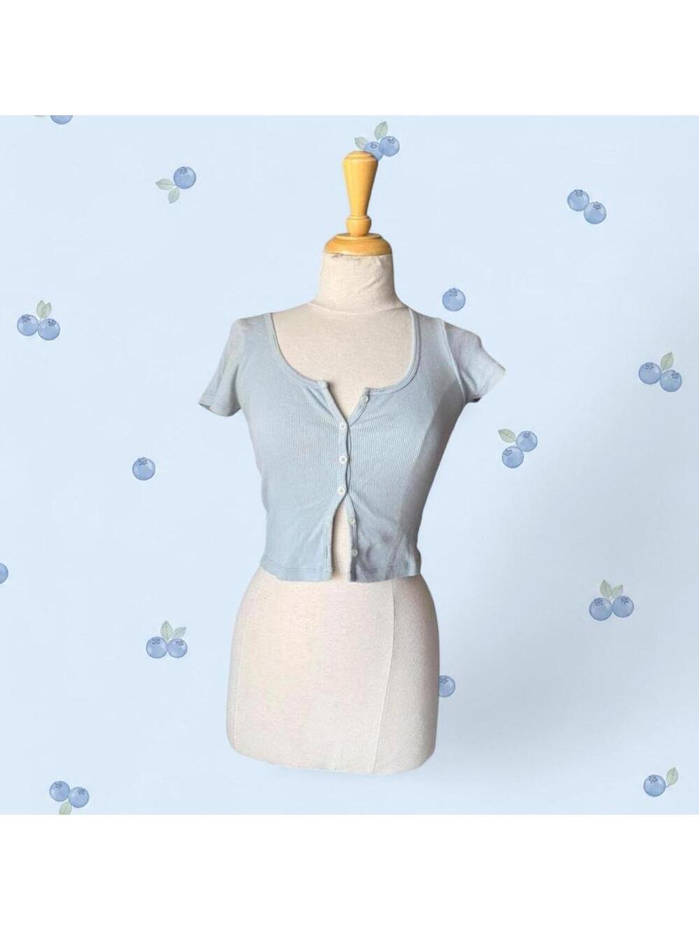Brandy Melville baby blue button up top